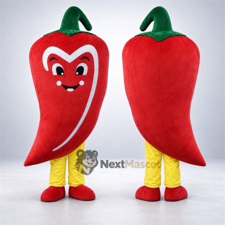 Chili Pepper Mascot Costume - Red, Yellow Legs for Food Festivals