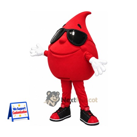 Blood Drop Mascot Costume - Sunglasses for Parades Blood Drop Mascot Costume - Sunglasses for Parades