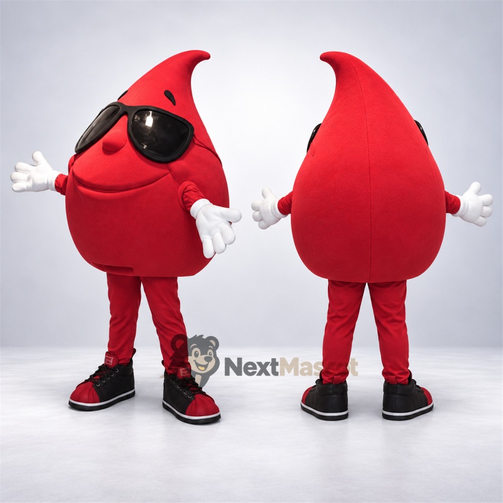 Blood Drop Mascot Costume - Sunglasses for Parades Blood Drop Mascot Costume - Sunglasses for Parades