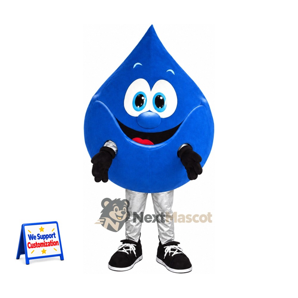 Water Drop Mascot Costume - Blue, White Pants and Black Sneakers Water Drop Mascot Costume - Blue, White Pants and Black Sneakers