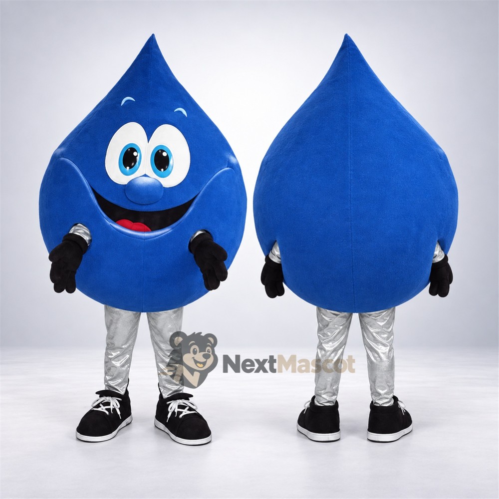 Water Drop Mascot Costume - Blue, White Pants and Black Sneakers Water Drop Mascot Costume - Blue, White Pants and Black Sneakers