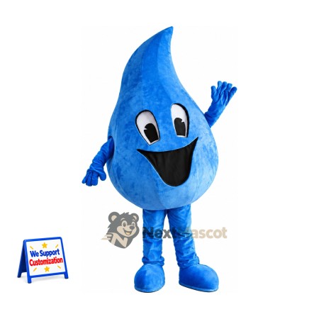 Water Drop Mascot Costume - Blue, Big Smile and Blue Shoes Water Drop Mascot Costume - Blue, Big Smile and Blue Shoes