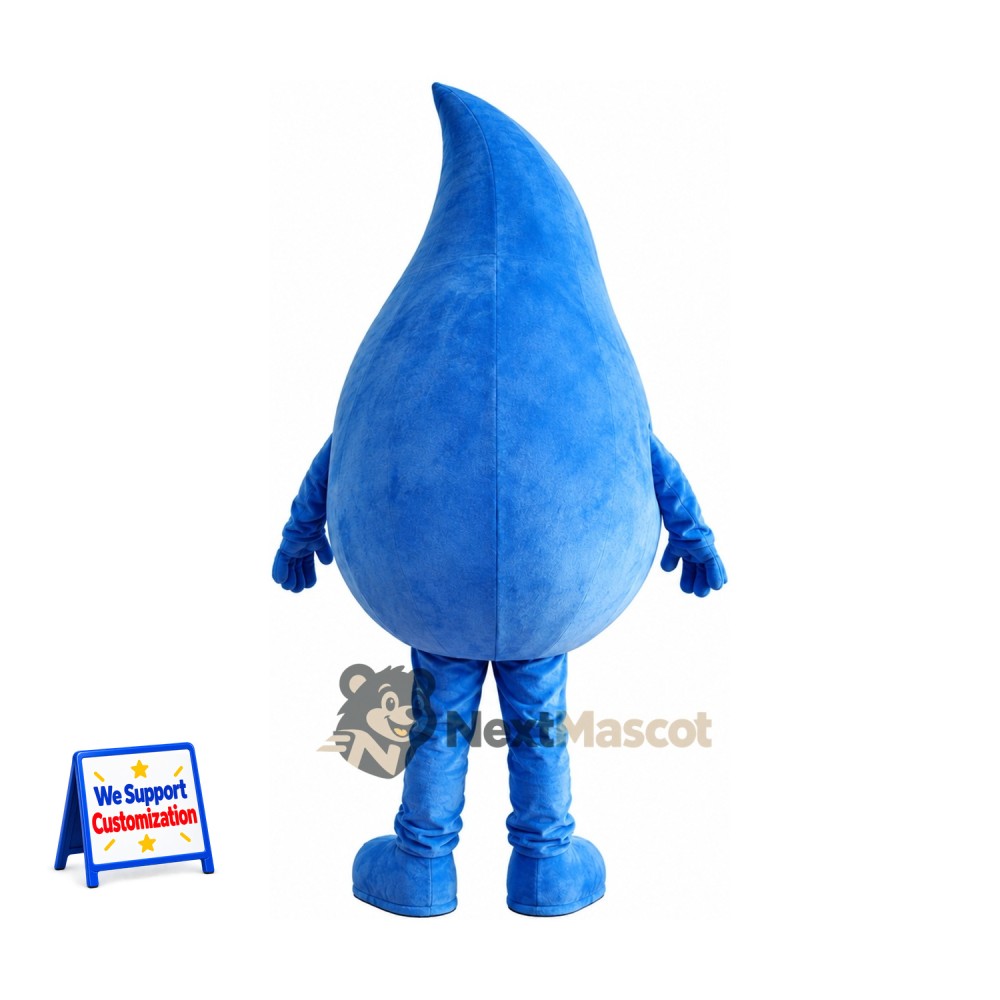 Water Drop Mascot Costume - Blue, Big Smile and Blue Shoes Water Drop Mascot Costume - Blue, Big Smile and Blue Shoes