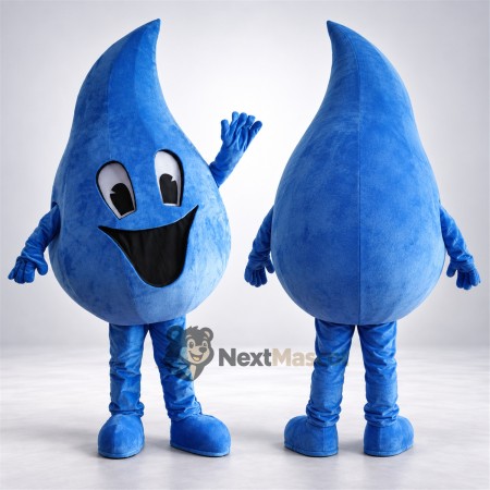 Water Drop Mascot Costume - Blue, Big Smile and Blue Shoes Water Drop Mascot Costume - Blue, Big Smile and Blue Shoes
