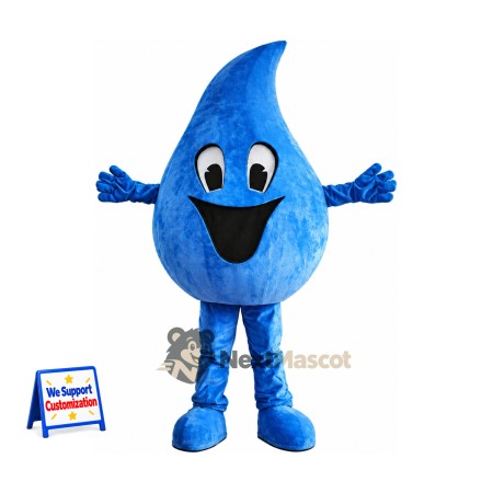 Water Drop Mascot Costume - Blue, Oval Eyes and Blue Legs Water Drop Mascot Costume - Blue, Oval Eyes and Blue Legs