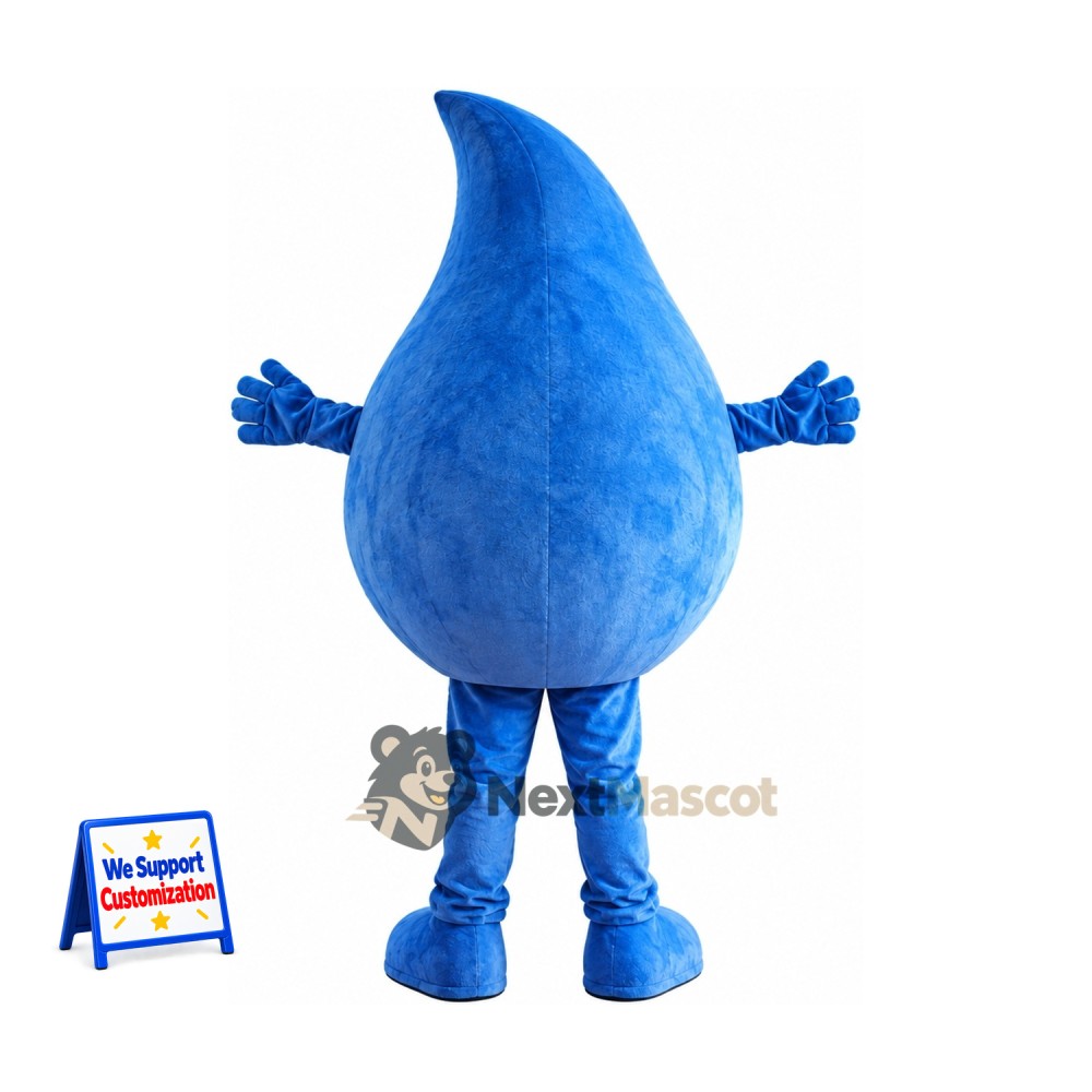 Water Drop Mascot Costume - Blue, Oval Eyes and Blue Legs Water Drop Mascot Costume - Blue, Oval Eyes and Blue Legs