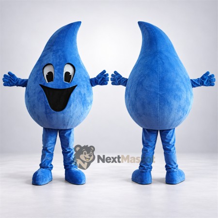 Water Drop Mascot Costume - Blue, Oval Eyes and Blue Legs Water Drop Mascot Costume - Blue, Oval Eyes and Blue Legs
