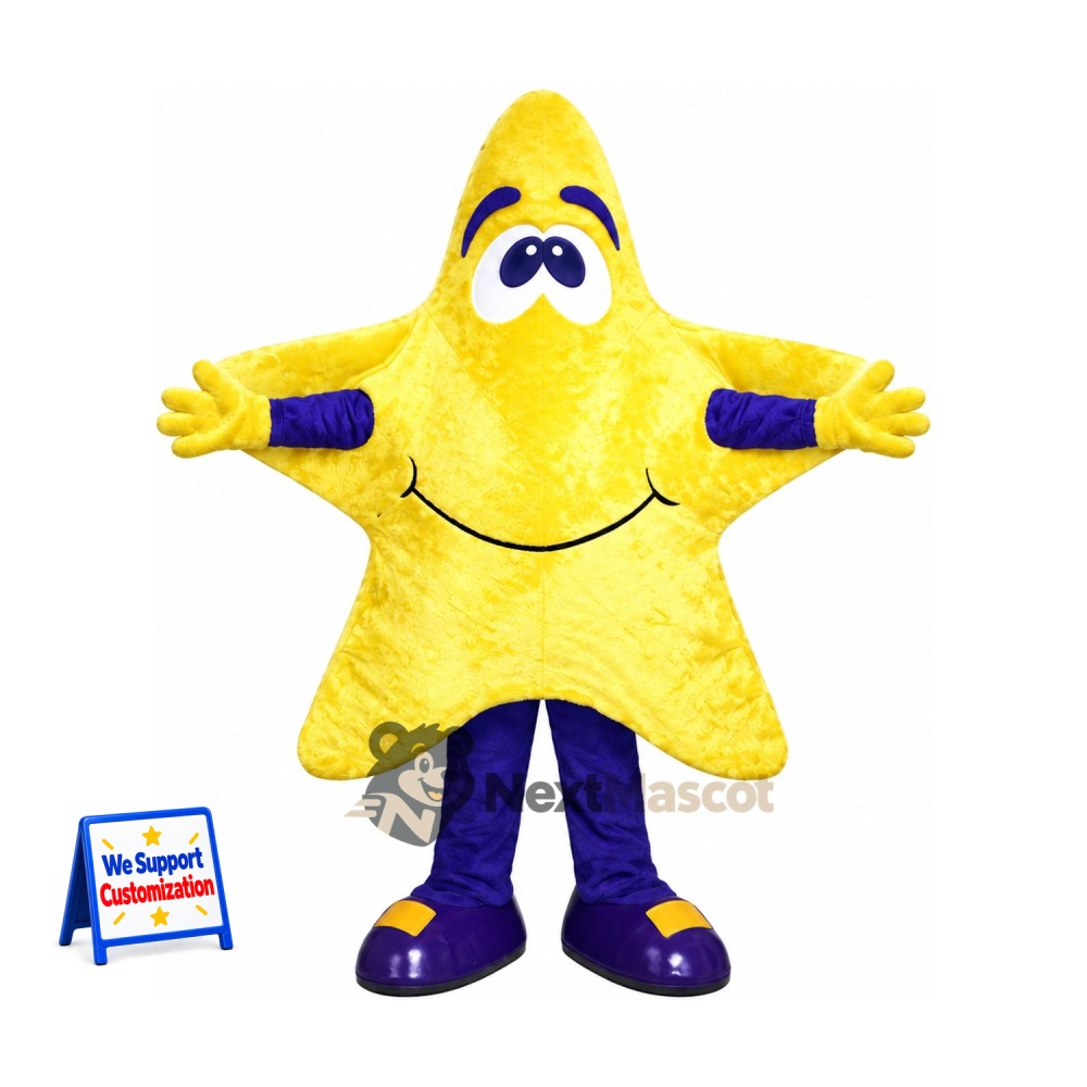 Star Mascot Costume - Yellow, Purple Boots Star Mascot Costume - Yellow, Purple Boots