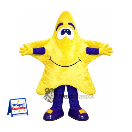 Star Mascot Costume - Yellow, Purple Boots Star Mascot Costume - Yellow, Purple Boots
