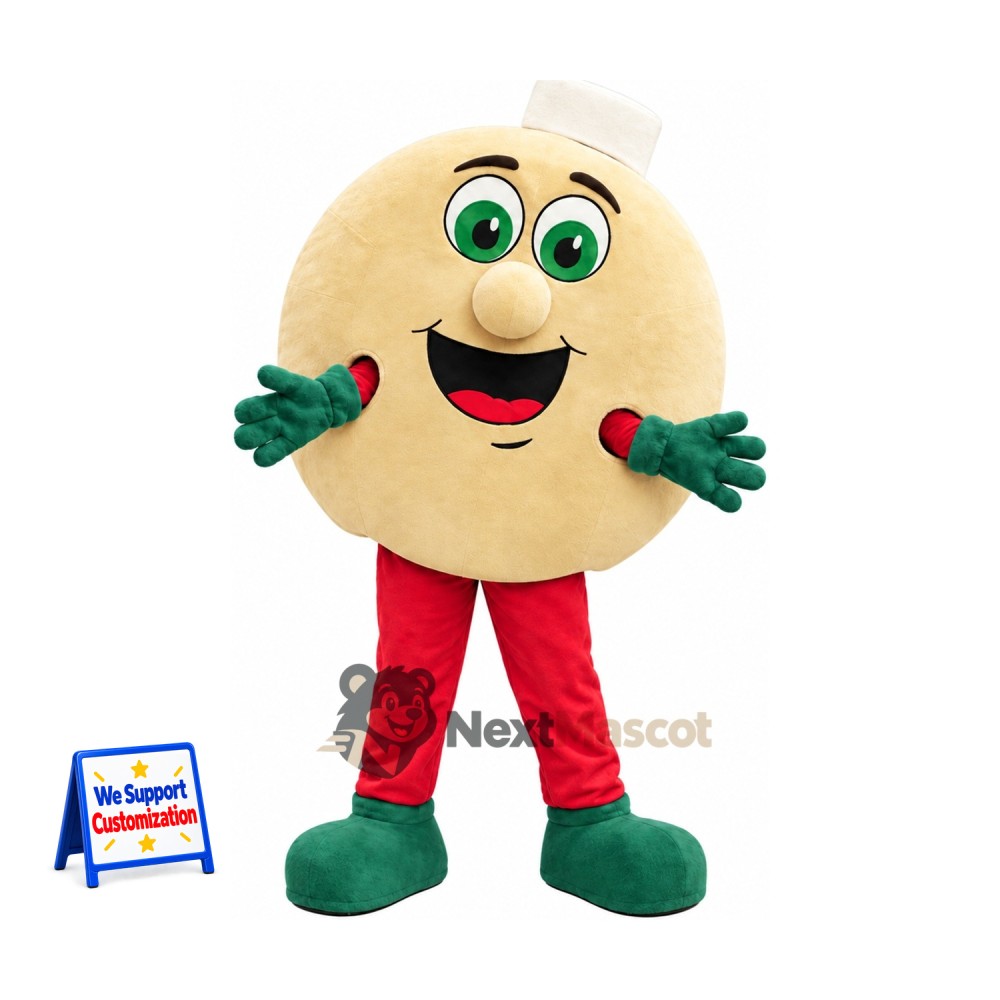 Bread Character Mascot Costume - Round, Red Pants Bread Character Mascot Costume - Round, Red Pants