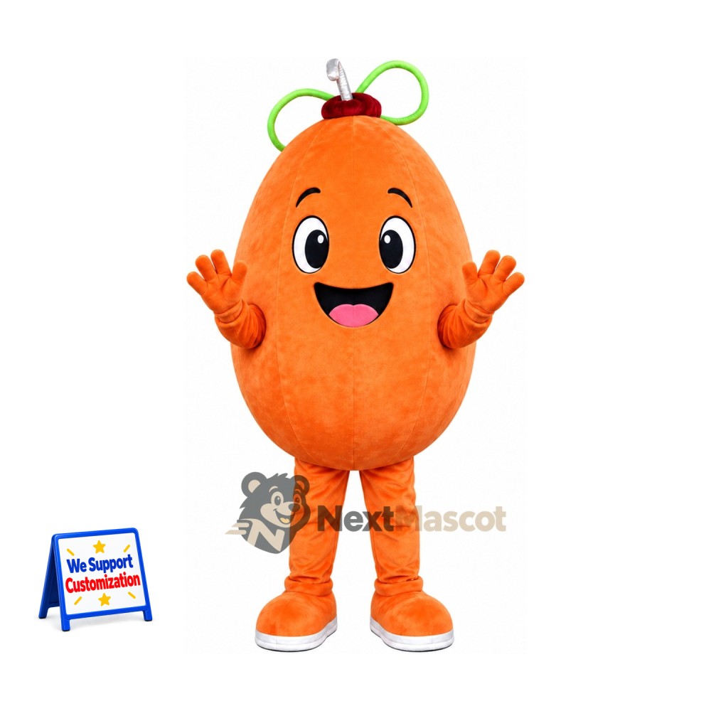 Orange Mascot Costume - Green Bow Orange Mascot Costume - Green Bow