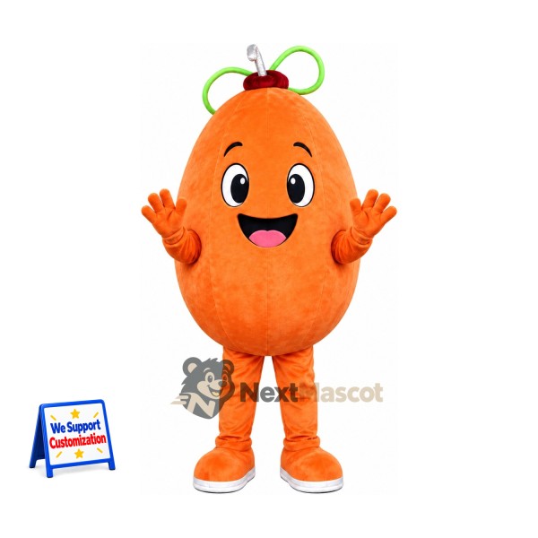 Orange Mascot Costume - Green Bow