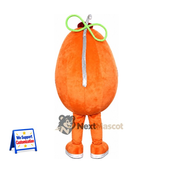 Orange Mascot Costume - Green Bow