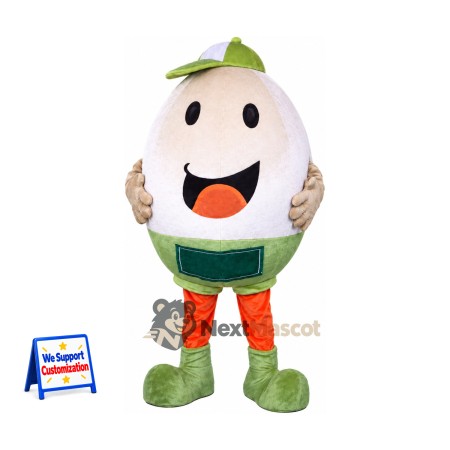 Egg Mascot Costume - Green Cap Egg Mascot Costume - Green Cap
