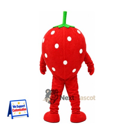 Strawberry Mascot Costume - Mustache and White Seeds Strawberry Mascot Costume - Mustache and White Seeds