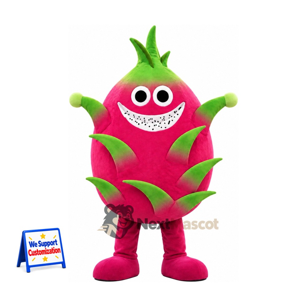 Dragon Fruit Mascot Costume - Pink for Food Festivals Dragon Fruit Mascot Costume - Pink for Food Festivals