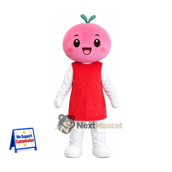 Fruit Head Character Mascot Costume - Pink, Red Dress