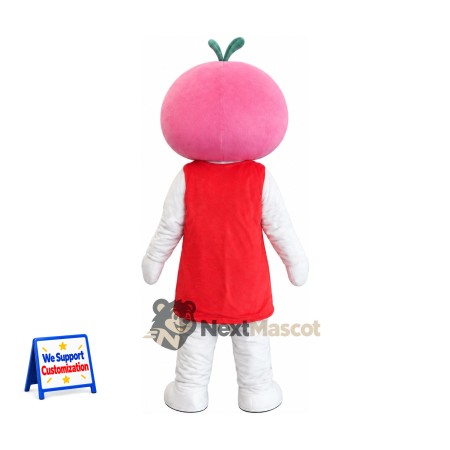 Fruit Head Character Mascot Costume - Pink, Red Dress Fruit Head Character Mascot Costume - Pink, Red Dress