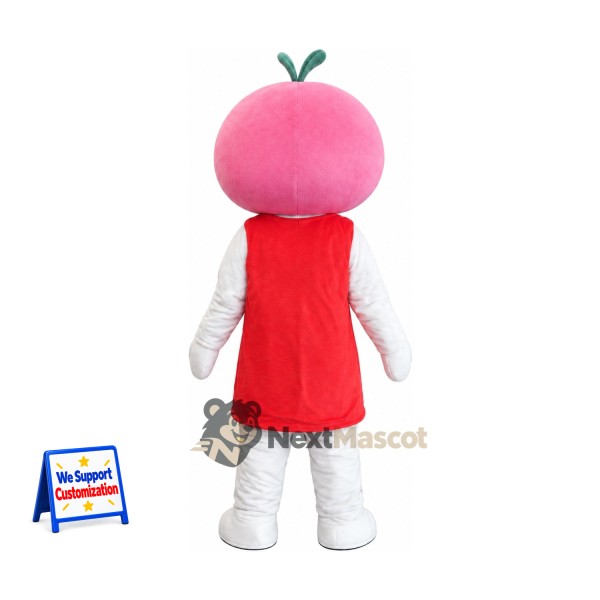 Fruit Head Character Mascot Costume - Pink, Red Dress Fruit Head Character Mascot Costume - Pink, Red Dress