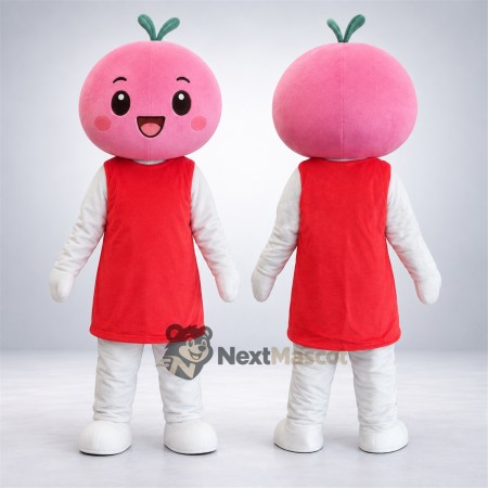 Fruit Head Character Mascot Costume - Pink, Red Dress Fruit Head Character Mascot Costume - Pink, Red Dress