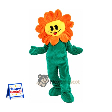 Flower Mascot Costume - Orange, Green Body Flower Mascot Costume - Orange, Green Body
