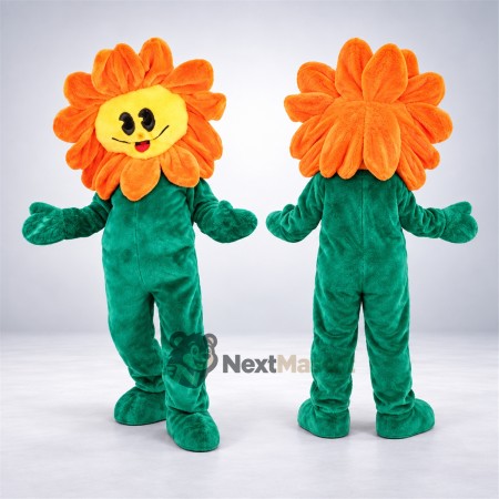 Flower Mascot Costume - Orange, Green Body Flower Mascot Costume - Orange, Green Body