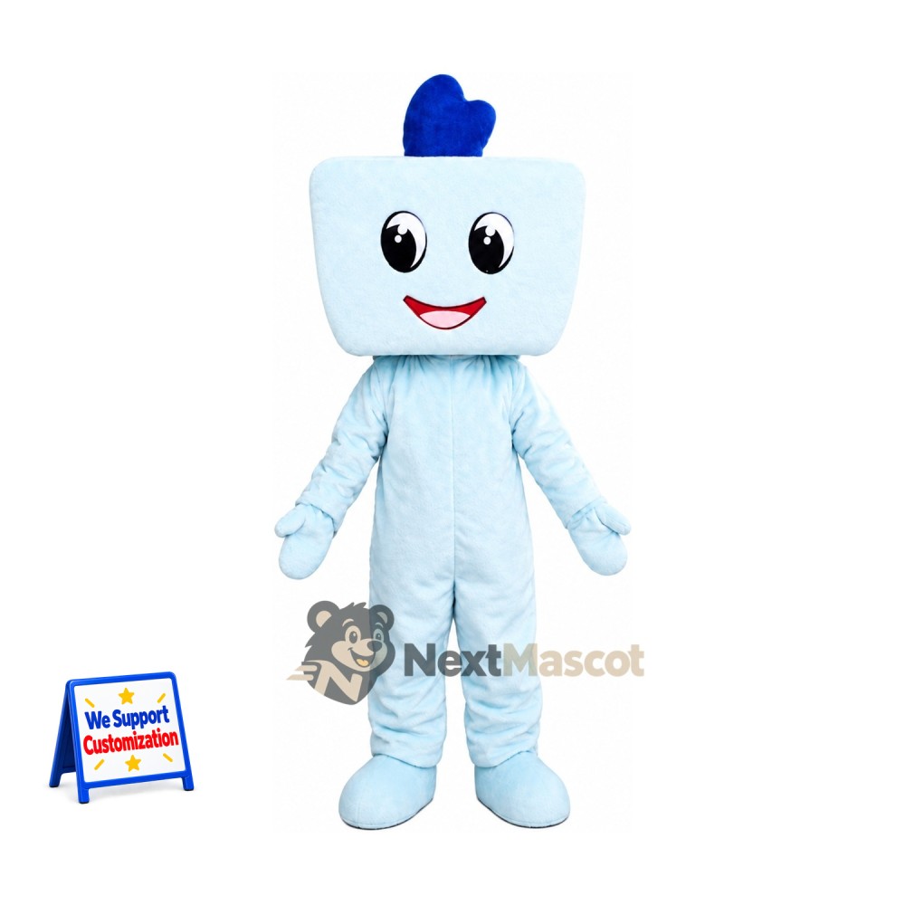 Square Head Character Mascot Costume - White Square Head Character Mascot Costume - White