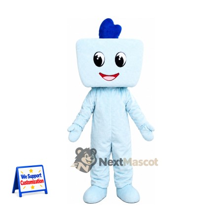 Square Head Character Mascot Costume - White Square Head Character Mascot Costume - White