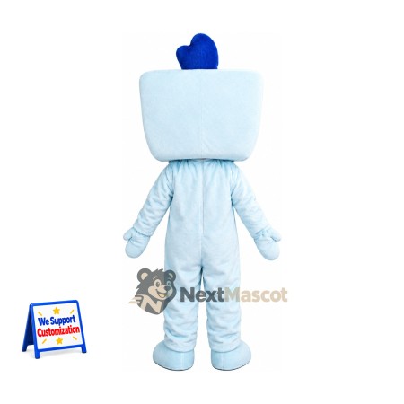 Square Head Character Mascot Costume - White Square Head Character Mascot Costume - White