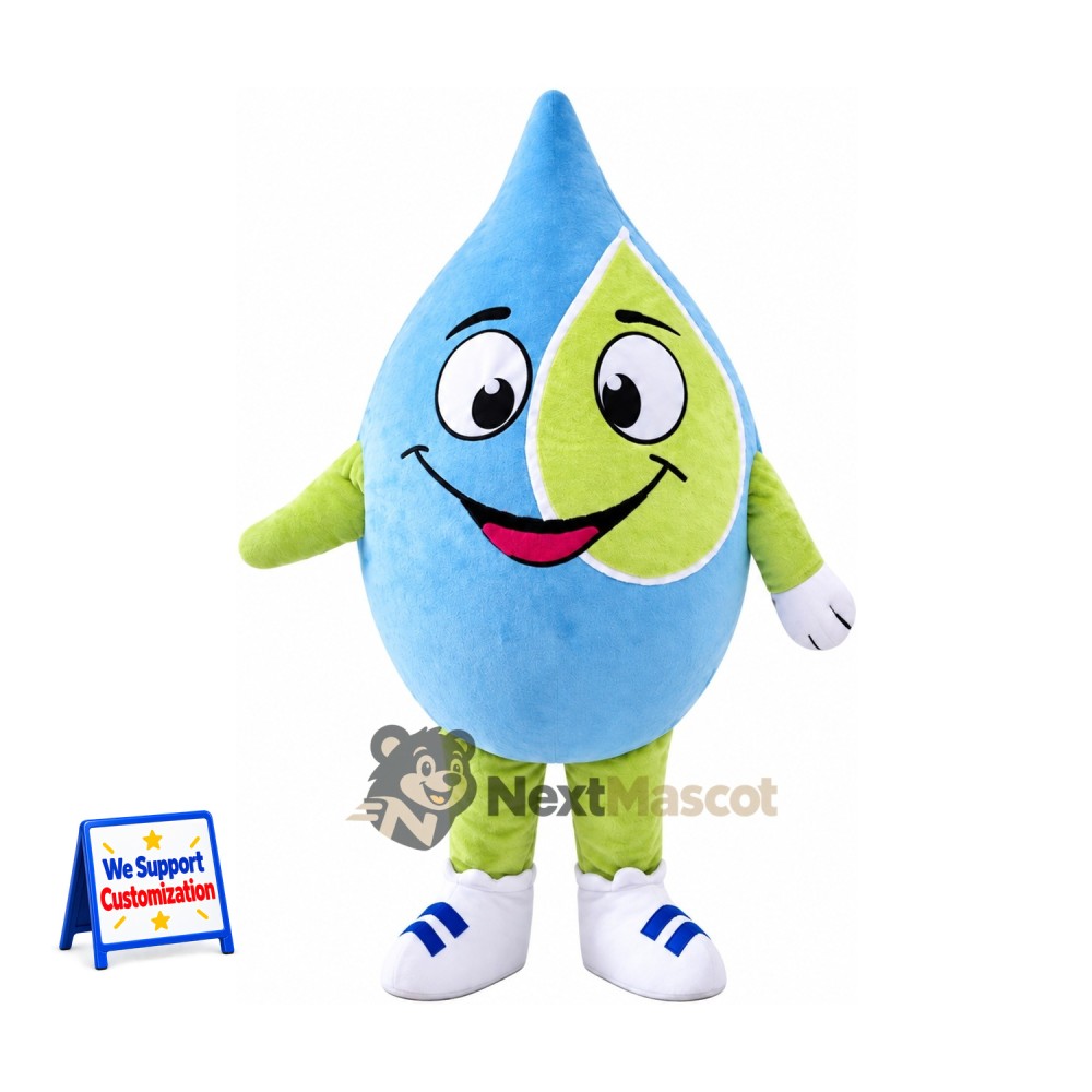 Water Drop Mascot Costume - Blue and Green for Parades Water Drop Mascot Costume - Blue and Green for Parades