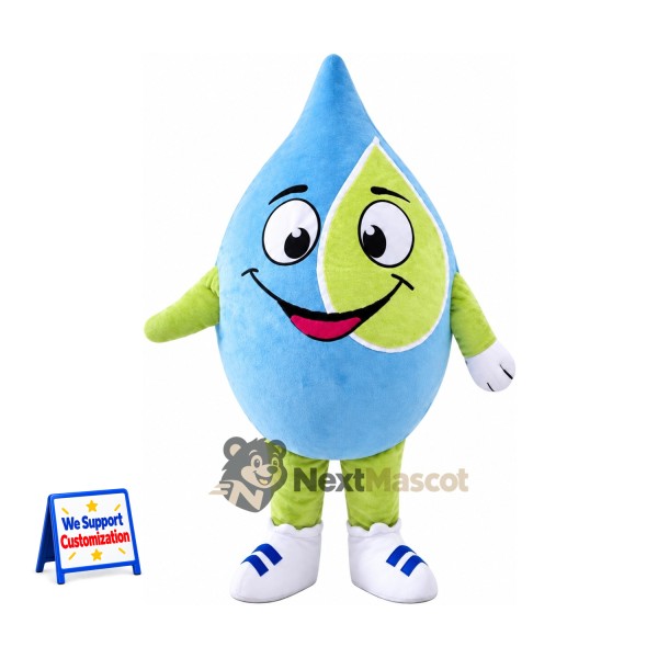 Water Drop Mascot Costume - Blue and Green for Parades