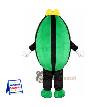 Watermelon Mascot Costume - Yellow Bow for Food Festivals Watermelon Mascot Costume - Yellow Bow for Food Festivals
