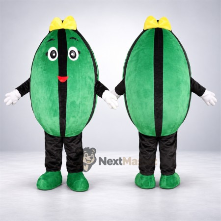 Watermelon Mascot Costume - Yellow Bow for Food Festivals Watermelon Mascot Costume - Yellow Bow for Food Festivals
