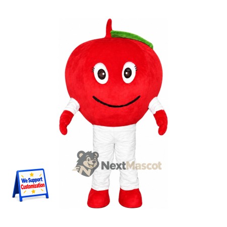 Apple Mascot Costume - Red, White Pants and Oval Eyes Apple Mascot Costume - Red, White Pants and Oval Eyes