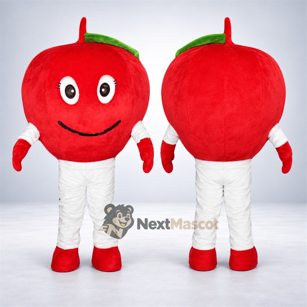 Apple Mascot Costume - Red, White Pants and Oval Eyes Apple Mascot Costume - Red, White Pants and Oval Eyes