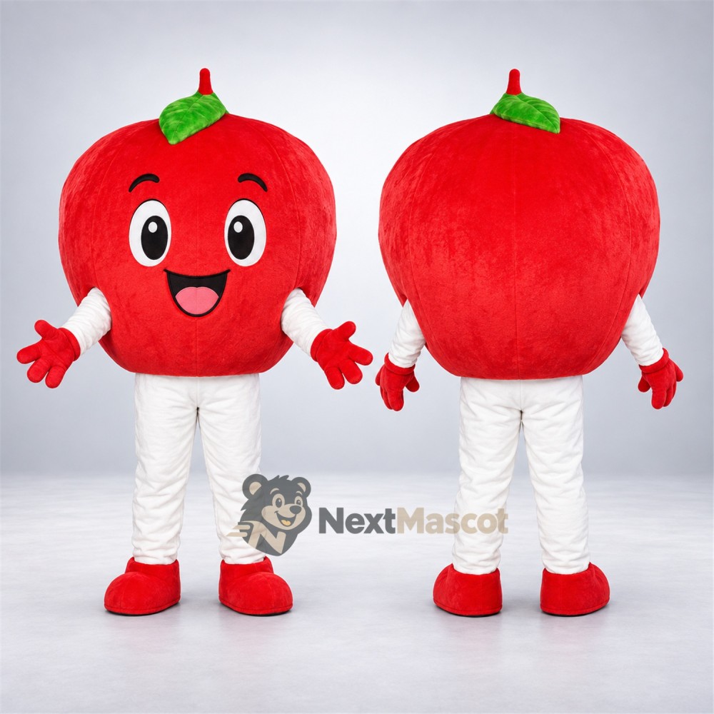Apple Mascot Costume - Red, White Pants and Open Smile Apple Mascot Costume - Red, White Pants and Open Smile