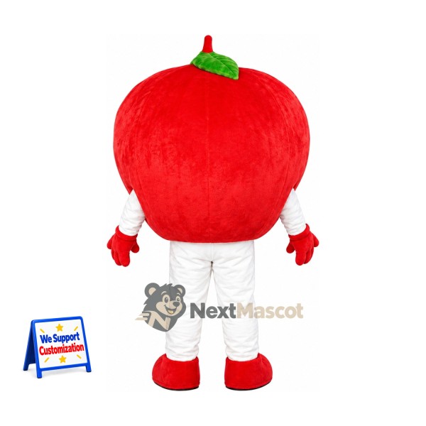 Apple Mascot Costume - Red, White Pants and Open Smile