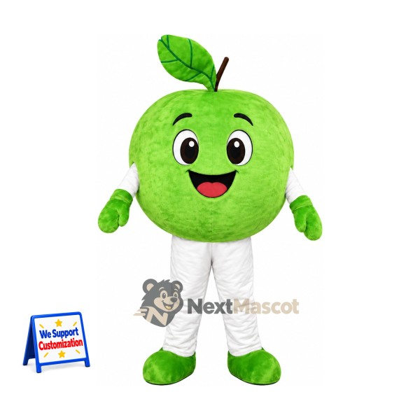 Apple Mascot Costume - Green, White Pants