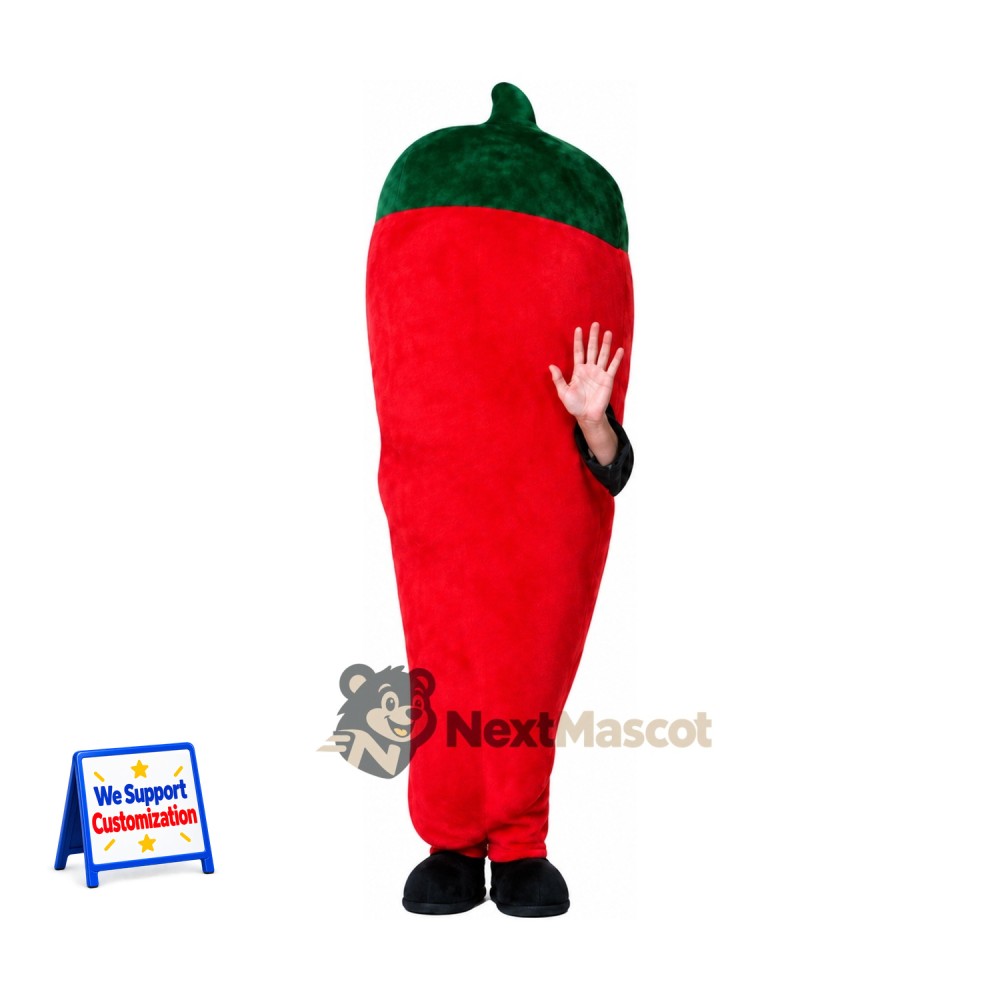 Chili Pepper Mascot Costume - Red, Open Face Chili Pepper Mascot Costume - Red, Open Face