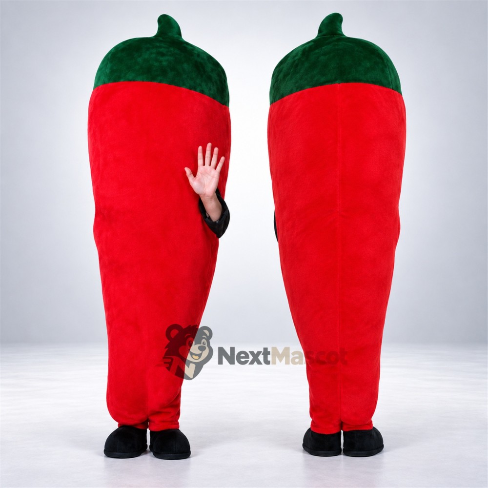 Chili Pepper Mascot Costume - Red, Open Face Chili Pepper Mascot Costume - Red, Open Face