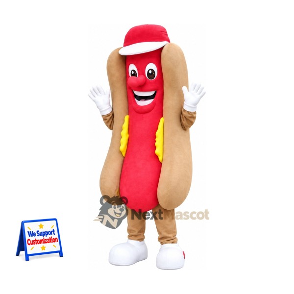Hot Dog Mascot Costume - Red Cap and White Shoes