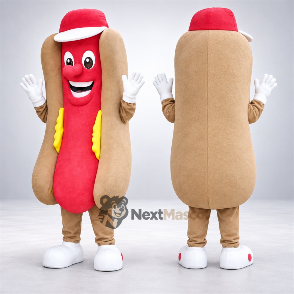 Hot Dog Mascot Costume - Red Cap and White Shoes Hot Dog Mascot Costume - Red Cap and White Shoes
