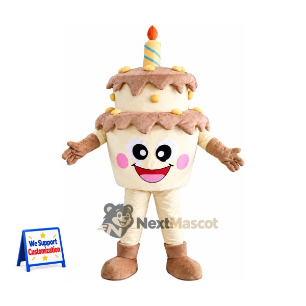 Birthday Cake Mascot Costume - Single Candle for Food Festivals