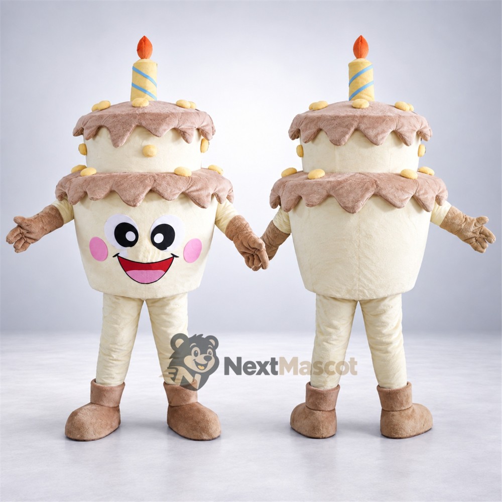 Birthday Cake Mascot Costume - Single Candle for Food Festivals Birthday Cake Mascot Costume - Single Candle for Food Festivals