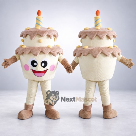 Birthday Cake Mascot Costume - Single Candle for Food Festivals Birthday Cake Mascot Costume - Single Candle for Food Festivals