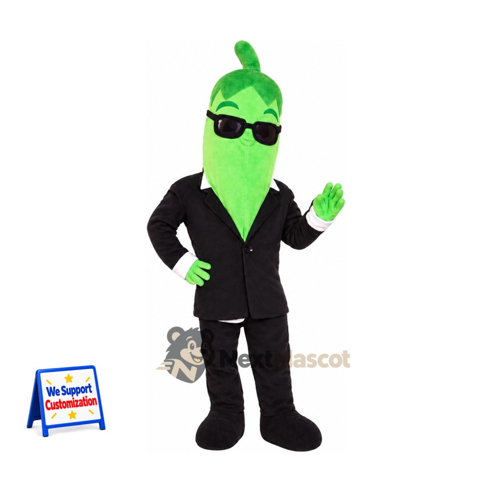 Chili Pepper Mascot Costume - Green, Suit Chili Pepper Mascot Costume - Green, Suit