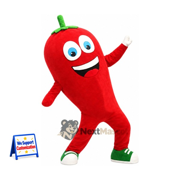 Chili Pepper Mascot Costume - Red, Green Shoes