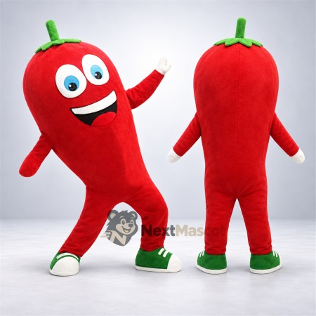 Chili Pepper Mascot Costume - Red, Green Shoes Chili Pepper Mascot Costume - Red, Green Shoes