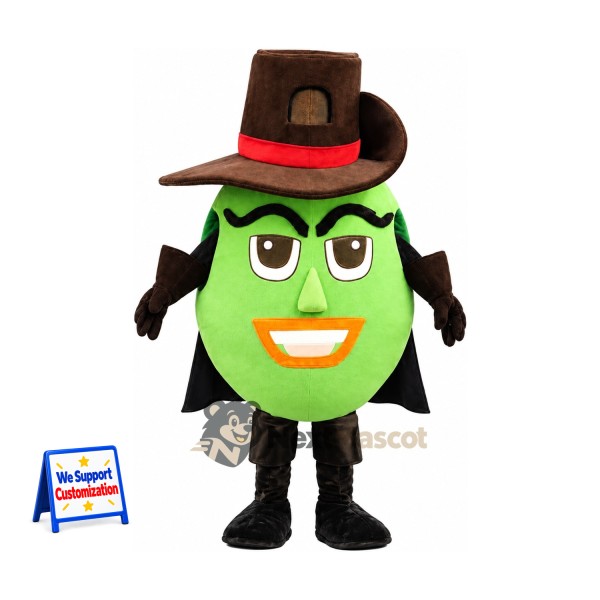 Apple Mascot Costume - Green, Brown Hat