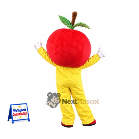 Apple Head Character Mascot Costume - Red, Yellow Outfit Apple Head Character Mascot Costume - Red, Yellow Outfit